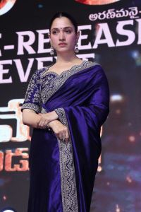 Actress Tamannaah Blue Saree Photos @ Baak Movie Pre Release