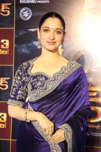 Tamannaah Bhatia Blue Saree Photos @ Baak Movie Pre Release