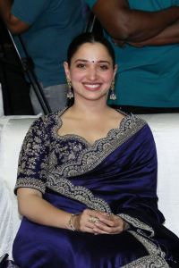 Actress Tamannaah Blue Saree Photos @ Baak Movie Pre Release