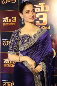 Baak Movie Actress Tamannaah Bhatia Blue Saree Photos