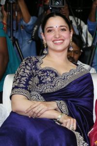 Tamannaah Bhatia Blue Saree Photos @ Baak Movie Pre Release