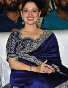 Baak Movie Heroine Tamannaah Blue Saree Photos