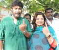 Sundar C, Kushboo Cast Their Votes @ April 2014 Elections