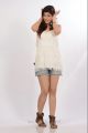 Tanvi Vyas Hot Photo Shoot in White Top & Jean Shorts Dress