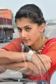 Cute Tapsee Latest Pics in Red Saree