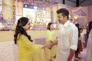 Mamitha Baiju, Vijay @ Thalapathy69 Movie Pooja Stills