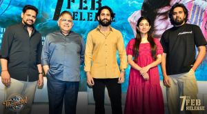 Bunny Vas, Allu Aravind, Naga Chaitanya, Sai Pallavi, Chandoo Mondeti @ Thandel Movie Release Date Press Meet Stills