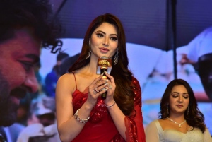 Urvashi Rautela Red Saree Pics @ Waltair Veerayya Pre Release