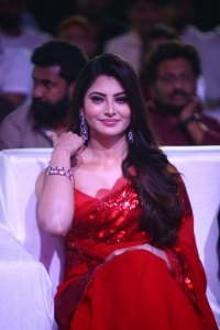 Urvashi Rautela Red Saree Pics @ Waltair Veerayya Pre Release