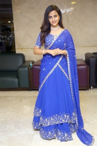 Vaishnavi Chaitanya Blue Saree Photos @ Baby Pre Release