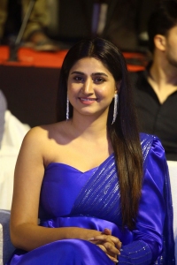 Malli Modalaindi Actress Varshini Sounderajan Blue Dress Images