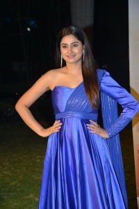 Malli Modalaindi Actress Varshini Sounderajan Blue Dress Images