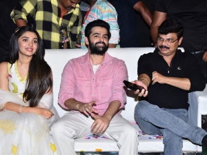 Krithi Shetty, Ram Pothineni, Boyapati Srinu @ The Warriorr Trailer Launch Stills