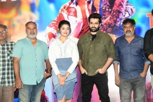 Srinivasa Chitturi, Krithi Shetty, Ram Pothineni, N Lingusamy @ The Warriorr Whistle Song Launch Stills