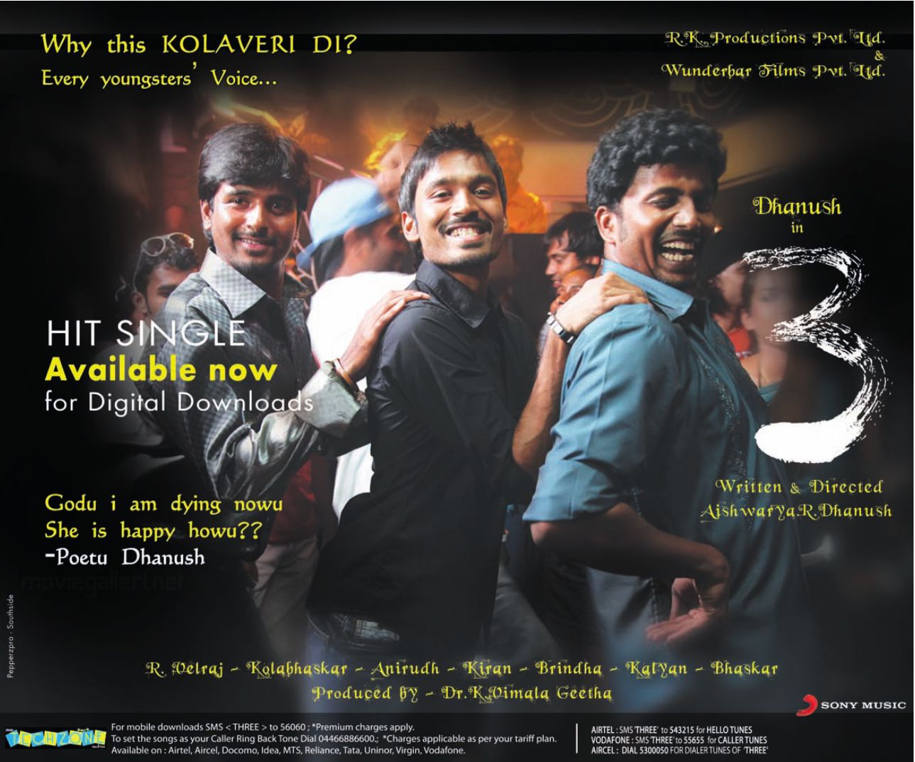 3 Movie Why This Kolaveri Di Track Launch Wallpapers Posters | New Movie  Posters