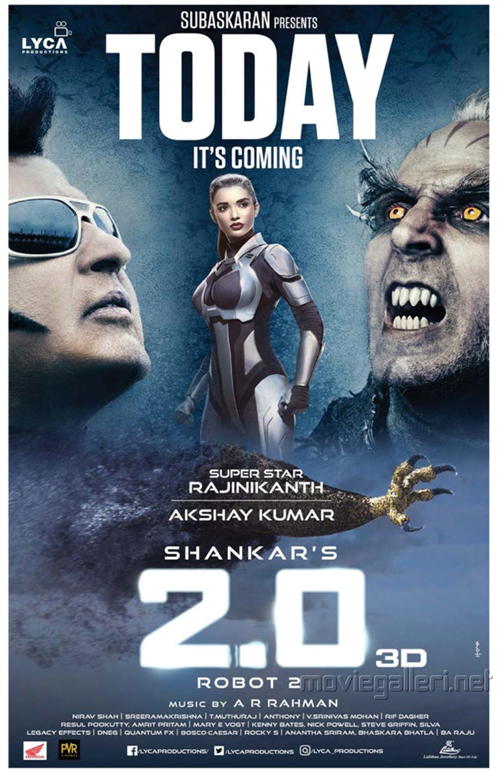 2.0 Movie Release Posters Rajinikanth Akshay Kumar Amy Jackson