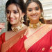 Actress Keerthy Suresh Red Saree Photos @ Mancherial CMR Shopping Mall Opening